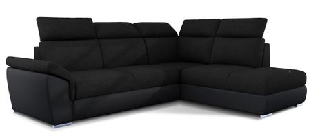Canapé d’angle convertible 4 places KEPITA en tissu et simili cuir – 260 cm