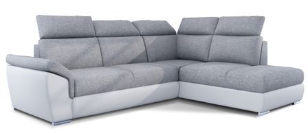 Canapé d’angle convertible 4 places KEPITA en tissu et simili cuir – 260 cm