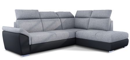 Canapé d’angle convertible 4 places KEPITA en tissu et simili cuir – 260 cm