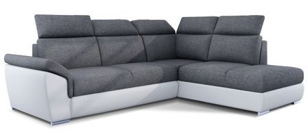 Canapé d’angle convertible 4 places KEPITA en tissu et simili cuir – 260 cm