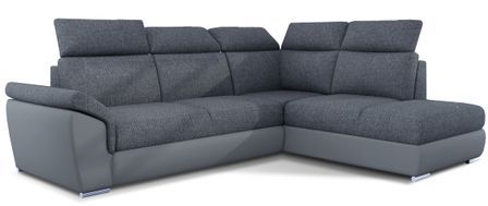 Canapé d’angle convertible 4 places KEPITA en tissu et simili cuir – 260 cm