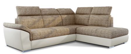 Canapé d’angle convertible 4 places KEPITA en tissu et simili cuir – 260 cm