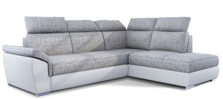 Canapé d’angle convertible 4 places KEPITA en tissu et simili cuir – 260 cm