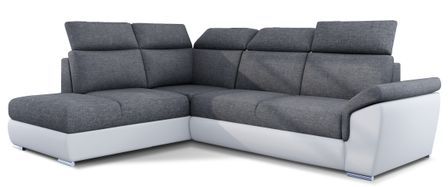 Canapé d’angle convertible 4 places KEPITA en tissu et simili cuir – 260 cm