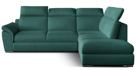 Canapé d’angle convertible 4 places KEPITA en velours avec coffre et têtières réglables – 260 cm
