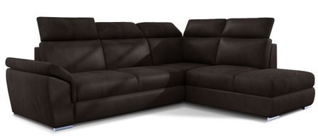 Canapé d’angle convertible 4 places KEPITA en velours avec coffre et têtières réglables – 260 cm