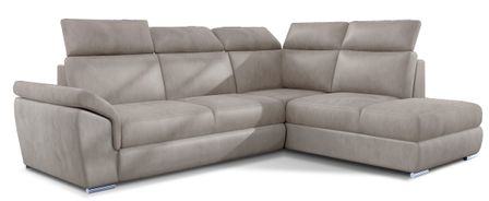Canapé d’angle convertible 4 places KEPITA en velours avec coffre et têtières réglables – 260 cm