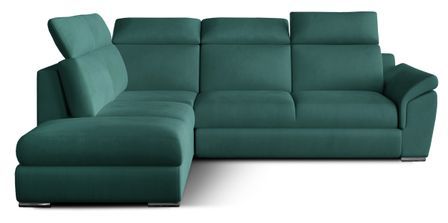 Canapé d’angle convertible 4 places KEPITA en velours avec coffre et têtières réglables – 260 cm