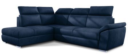 Canapé d’angle convertible 4 places KEPITA en velours avec coffre et têtières réglables – 260 cm