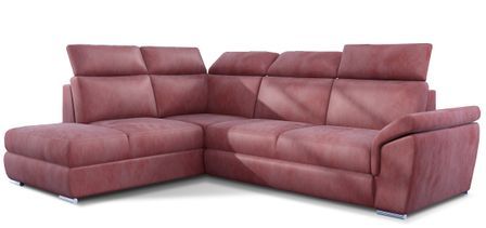 Canapé d’angle convertible 4 places KEPITA en velours avec coffre et têtières réglables – 260 cm