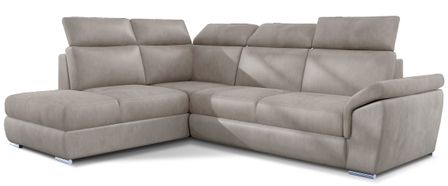 Canapé d’angle convertible 4 places KEPITA en velours avec coffre et têtières réglables – 260 cm