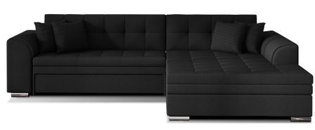 Canapé d’angle convertible 4 places LOOKA en tissu avec pieds en métal chromé – 296 cm