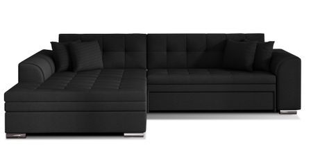 Canapé d’angle convertible 4 places LOOKA en tissu avec pieds en métal chromé – 296 cm