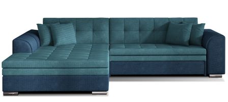 Canapé d’angle convertible 4 places LOOKA en tissu avec pieds en métal chromé – 296 cm
