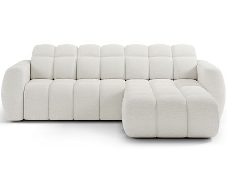 Canapé d’angle convertible 4 places tissu FENKA 288 cm – Assise électrique & têtières réglables