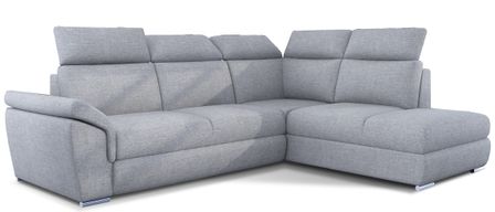 Canapé d'angle convertible 4 places tissu KEPITA - Appuis-tête réglables et rangement