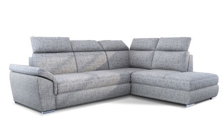 Canapé d'angle convertible 4 places tissu KEPITA - Appuis-tête réglables et rangement