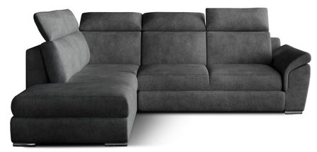 Canapé d'angle convertible 4 places tissu KEPITA - Appuis-tête réglables et rangement
