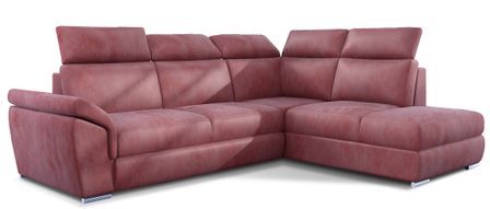 Canapé d'angle convertible 4 places velours KEPITA 260 cm - Appuis-tête réglables et rangement