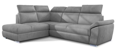 Canapé d'angle convertible 4 places velours KEPITA 260 cm - Appuis-tête réglables et rangement