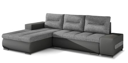 Canapé d’angle convertible 4 places WAKER Bi matiéres Tissu et simili cuir – 275 cm
