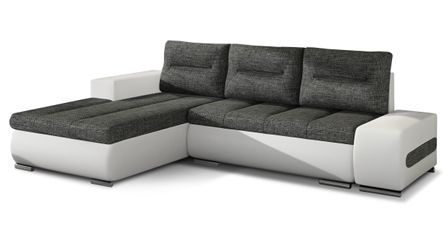 Canapé d’angle convertible 4 places WAKER Bi matiéres Tissu et simili cuir – 275 cm