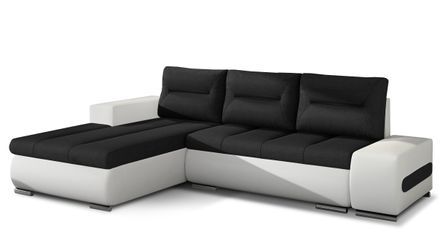 Canapé d’angle convertible 4 places WAKER Bi matiéres Tissu et simili cuir – 275 cm