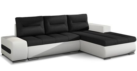Canapé d’angle convertible 4 places WAKER Bi matiéres Tissu et simili cuir – 275 cm
