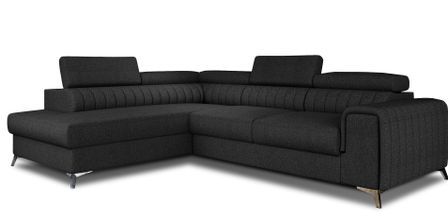 Canapé d’angle convertible 5 places LOZA en tissu avec coffre – 278 cm