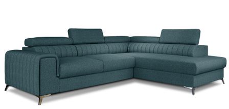 Canapé d’angle convertible 5 places LOZA en tissu avec coffre – 278 cm