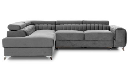 Canapé d’angle convertible 5 places LOZA en velours avec coffre – 278 cm