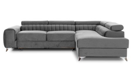 Canapé d’angle convertible 5 places LOZA en velours avec coffre – 278 cm