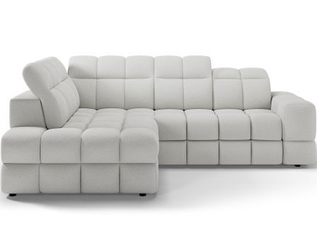 Canapé d'angle convertible BOKER en tissu avec coffre de rangement et têtières réglables - 296 cm