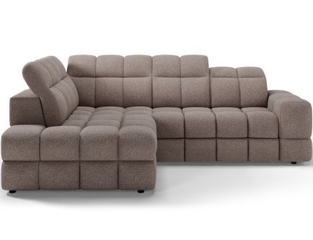 Canapé d'angle convertible BOKER en tissu avec coffre de rangement et têtières réglables - 296 cm