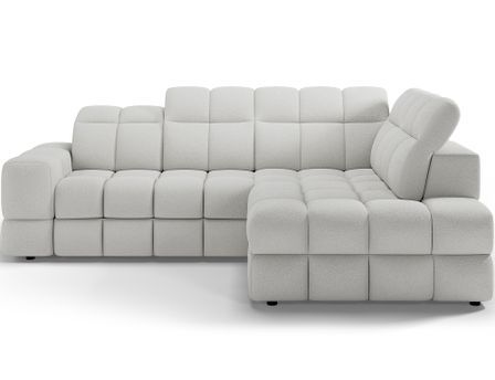 Canapé d'angle convertible BOKER en tissu avec coffre de rangement et têtières réglables - 296 cm