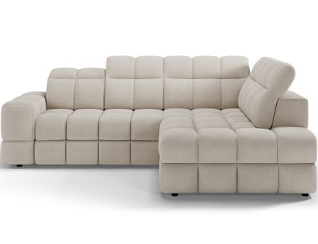 Canapé d'angle convertible BOKER en tissu avec coffre de rangement et têtières réglables - 296 cm