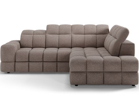 Canapé d'angle convertible BOKER en tissu avec coffre de rangement et têtières réglables - 296 cm