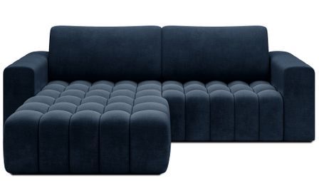 Canapé d’angle convertible BOZEN en velours capitonné avec coffre – 250 cm