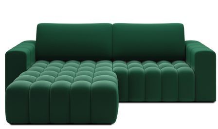 Canapé d’angle convertible BOZEN en velours capitonné avec coffre – 250 cm