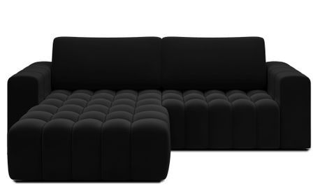 Canapé d’angle convertible BOZEN en velours capitonné avec coffre – 250 cm