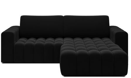 Canapé d’angle convertible BOZEN en velours capitonné avec coffre – 250 cm