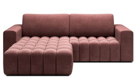 Canapé d’angle convertible BOZEN en velours capitonné avec coffre – 250 cm