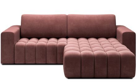 Canapé d’angle convertible BOZEN en velours capitonné avec coffre – 250 cm