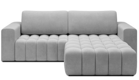 Canapé d’angle convertible BOZEN en velours capitonné avec coffre – 250 cm