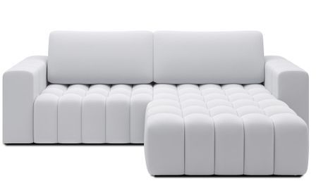 Canapé d’angle convertible BOZEN en velours capitonné avec coffre – 250 cm