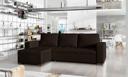 Canapé d'angle convertible et réversible tissu marron Zelly 237 cm