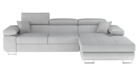 Canapé d’angle convertible KALIZO en velours avec coffre et têtières réglables – 289 cm