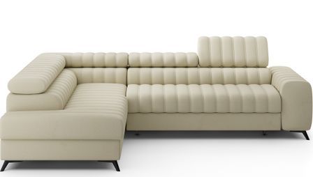 Canapé d’angle convertible KANDO en tissu texturé – 269 cm