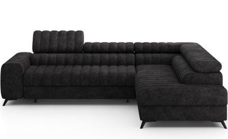 Canapé d’angle convertible KANDO en tissu texturé – 269 cm