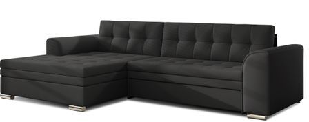 Canapé d’angle convertible KAPONA en simili cuir avec pieds en acier chromé – 275 cm